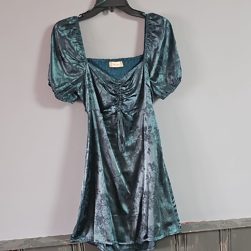 Altar'd State Teal Satin Dress